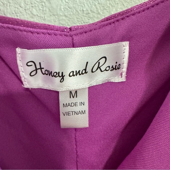 Sexy Shimmer Ruched Sparkly Magenta Mini Dress w/ Side Slit Size Medium … - Picture 7 of 8